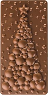 Pavoni PC5037 Polycarbonate Chocolate-Bar Mold with Three Xmas-Bubble-Tree Cavities, Each 77mm x 154mm x 13mm High