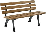 Global Industrial 4'L Outdoor Park Bench with Backrest, Tan, Plastic