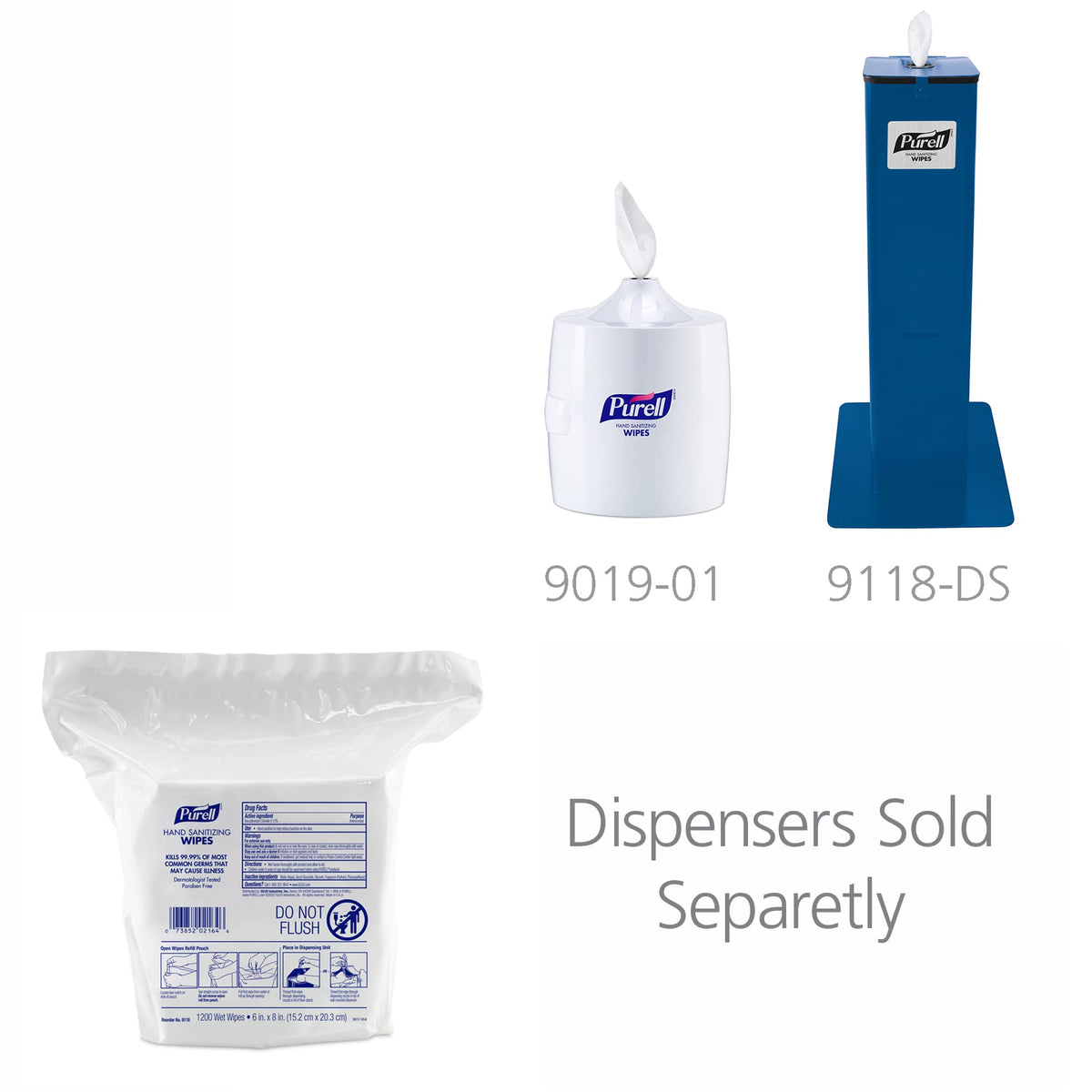 Hand Sanitizing Wipes Dispenser Refill by Purell – 1200 Count (Pack of 2), um Chloride 0.13%, White, Pack of 2, Model 9118-02