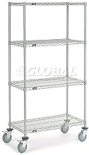 Nexel Chrome Wire Shelf Truck, 36x18x69 1200 Pound Capacity
