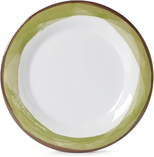 G.E.T. 9" Green/White Heavy-Duty Wide Rim Melamine Dessert Plate (Set of 4)