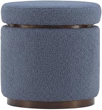 Furnifact Fabric-Upholstered Storage Ottoman with Removable Lid, Square Ottoman with Storage Bench for Bedroom or Living Room End of Bed, Brown