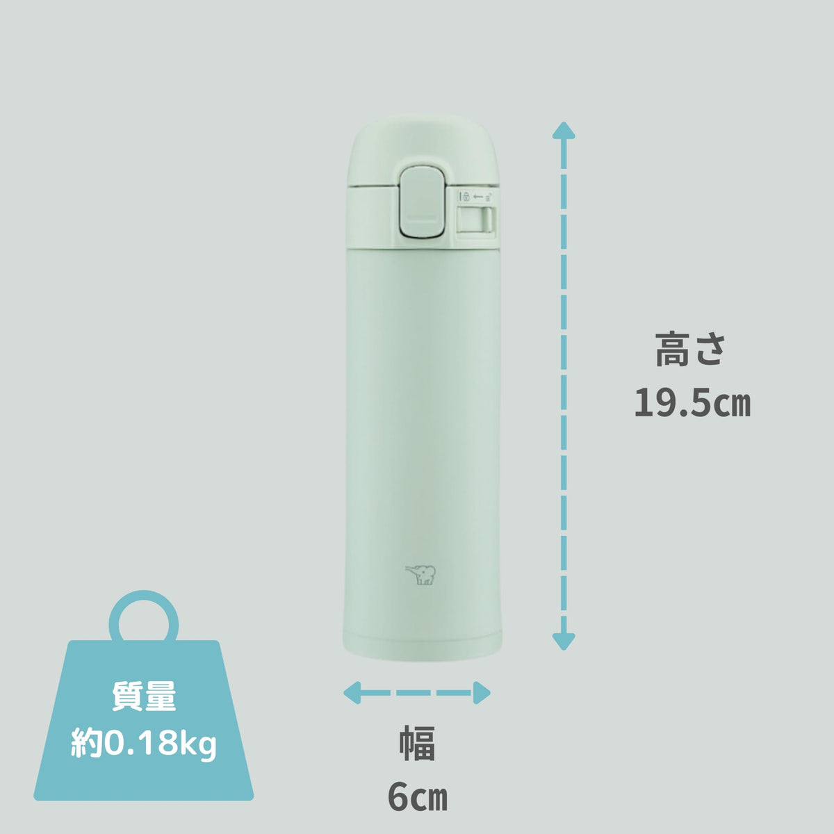 Stainless Steel Water Bottle by Zojirushi – 10.1 Ounces, 0.3 liters, Stainless Steel, green, (sage green), Model SM-PD30-GM