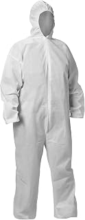 KLEENGUARD KGA20 Lightweight Coveralls for Non-Hazardous Particulate Protection (68976), Hooded, Zip Front, Elastic Wrists and Ankles, White, 4X-Large (Qty 50)