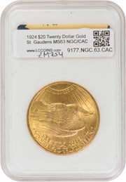 1924 $20 Gold St. Gaudens MS63 NGC (CAC) by Generic – Gold