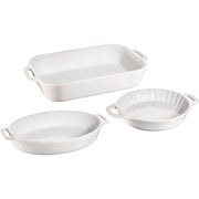 Ceramic 3-pc Mixed Baking Dish Set by STAUB – 3pc, 9 centiliters, Ceramic, White, Model 40508-688