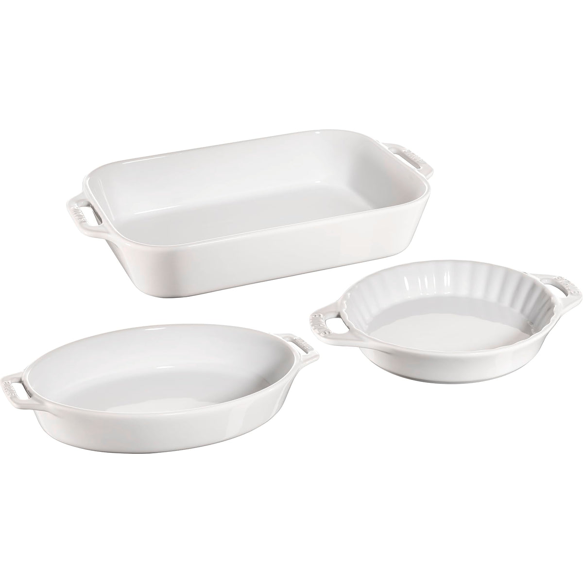 Ceramic 3-pc Mixed Baking Dish Set by STAUB – 3pc, 9 centiliters, Ceramic, White, Model 40508-688
