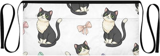 Cute Cat Waist Apron with 3 Pockets Waiter Server Short Aprons 25.2x11.8 Inch Stain Resistant Apron for Kitchen Garden Restaurant 1 Pack