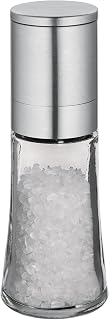 Cilio Pepper Mill & Salt Mill - 5.5" Silver - Stainless Steel & Glass Body with Adjustable Ceramic Mechanism & Lid