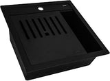 Ruvati 20-inch epiCube Granite Composite Quartz Workstation Matte Black Drop-in Topmount Wet Bar Prep Sink - RVG1620BK