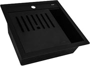 Ruvati 20-inch epiCube Granite Composite Quartz Workstation Matte Black Drop-in Topmount Wet Bar Prep Sink - RVG1620BK