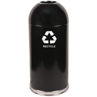 Steel 15-Gallon Standard Open Top Indoor Recycling Receptacle with Galvanized Liner by Witt Industries – Round, 15.0 gallons, Steel, Black, Model 415DTBK-R