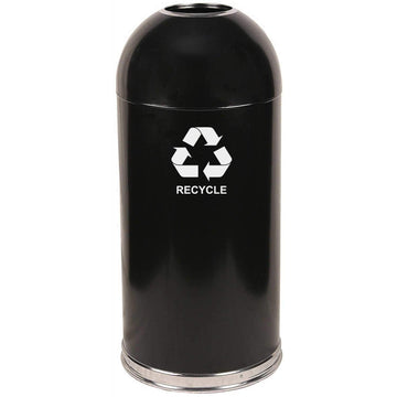 Steel 15-Gallon Standard Open Top Indoor Recycling Receptacle with Galvanized Liner by Witt Industries – Round, 15.0 gallons, Steel, Black, Model 415DTBK-R