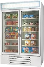 Beverage-Air MMF49-1-W-LED MarketMax 52" Two Section Glass Door Reach-In Merchandiser Freezer with LED Lighting 49 cu.ft. Capacity White Exterior and Bottom Mounted