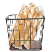 Rectangular Black Iron and Brown Mango Wood Display Basket - 18"L x 12"W x 16"H by HUBERT – Iron, Black, Model MDA-HJ03