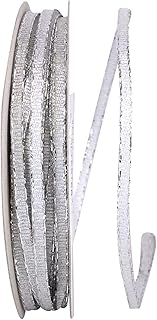 Reliant Ribbon Glimmer Wired Edge Ribbon, 1/8 Inch X 25 Yards, Silver