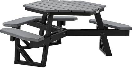 Global Industrial Outdoor 46" Hexagonal ADA Accessible Picnic Table, Gray