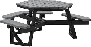 Global Industrial Outdoor 46" Hexagonal ADA Accessible Picnic Table, Gray