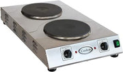 Cadco CDR-3K 15" Electric Portable Hot Plate with 2 Burners and Infinite Controls, Stainless Steel, 220v/1ph, 28 lbs, For Commercial Use