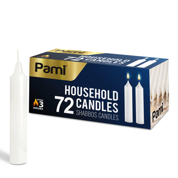 PAMI Taper Candles, Unscented Paraffin, 3 Hour Burn, 72 Pack