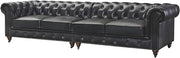 Starlight Canyon Home Leather-Upholstered Chesterfield Sofa with Solid Wood Frame, Tufted Couch for Living Room or Office, Slate