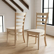 Solid Wood Side Chair Set of Two by Furnifact – Wood, Unfinished, Pack of 2
