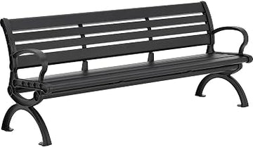 Global Industrial 6'L Outdoor Park Bench with Backrest, Horizontal Slats