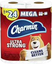 Charmin Ultra Strong Toilet Paper, 6 Mega Rolls = 24 Regular Rolls, 6 Count