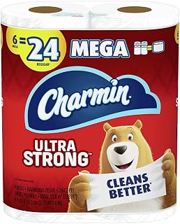 Charmin Ultra Strong Toilet Paper, 6 Mega Rolls = 24 Regular Rolls, 6 Count