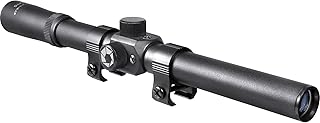 Barska 4X Rimfire Rifle Scope – 30/30 Reticle, Parallax Free at 50 Yards, Coated Optics, 1/4 MOA Windage & Elevation, Includes 3/8" Rings, Matte Black for .22 Small Bore Rifles