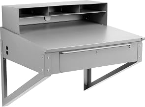 Global Industrial Wall Mount Shop Desk with Pigeonhole Riser, 34" W x 30" D