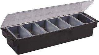 Winco 19 7/16" Black Plastic 6-Compartment Condiment Holder | Dishwasher safe, BPA-free, Six compartments, Removable poly inserts, Great for Organization, Storage and Service Counters