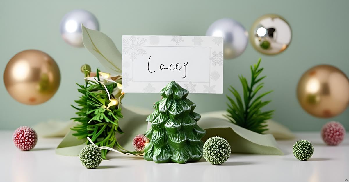 QIAOIDEA Mini Tree Card Holders, Resin Set of 12, Green
