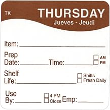 Daymark Thursday Labels ToughMark Brown/White Day of The Week - 2" Square 500 Per Roll