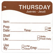 Daymark Thursday Labels ToughMark Brown/White Day of The Week - 2" Square 500 Per Roll by DAYMARK DIV OF CENTURY MARKET – 2 inch, Paper, White, Model 83491324787