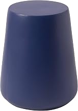 LeisureMod 14” Wide Modern Round Side Table in Sapphire Blue Fiberstone with Tapered Base for Living Room, Patio, and Backyard