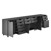 Winsome Black / 4 Doors, 12 Drawers, File Drawer / Transitional Home Office Cabinets