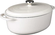 Lodge Enameled Cast Iron Oval Dutch Oven with Lid, 7 Quart, Oyster White