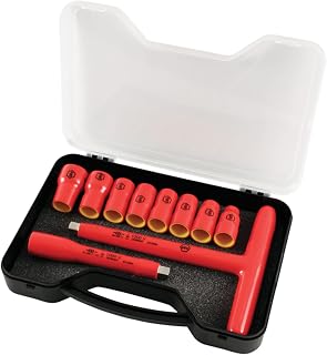 Wiha 31595 T-Handle Socket Set, Insulated 3/8-Inch, Metric