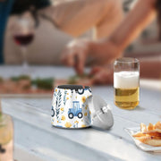 Blue Tractor Sunflower Pattern Splash Ashtray with Lid by ALAZA – Stainless Steel, C4736, Model g541054987p1082c1149s2657