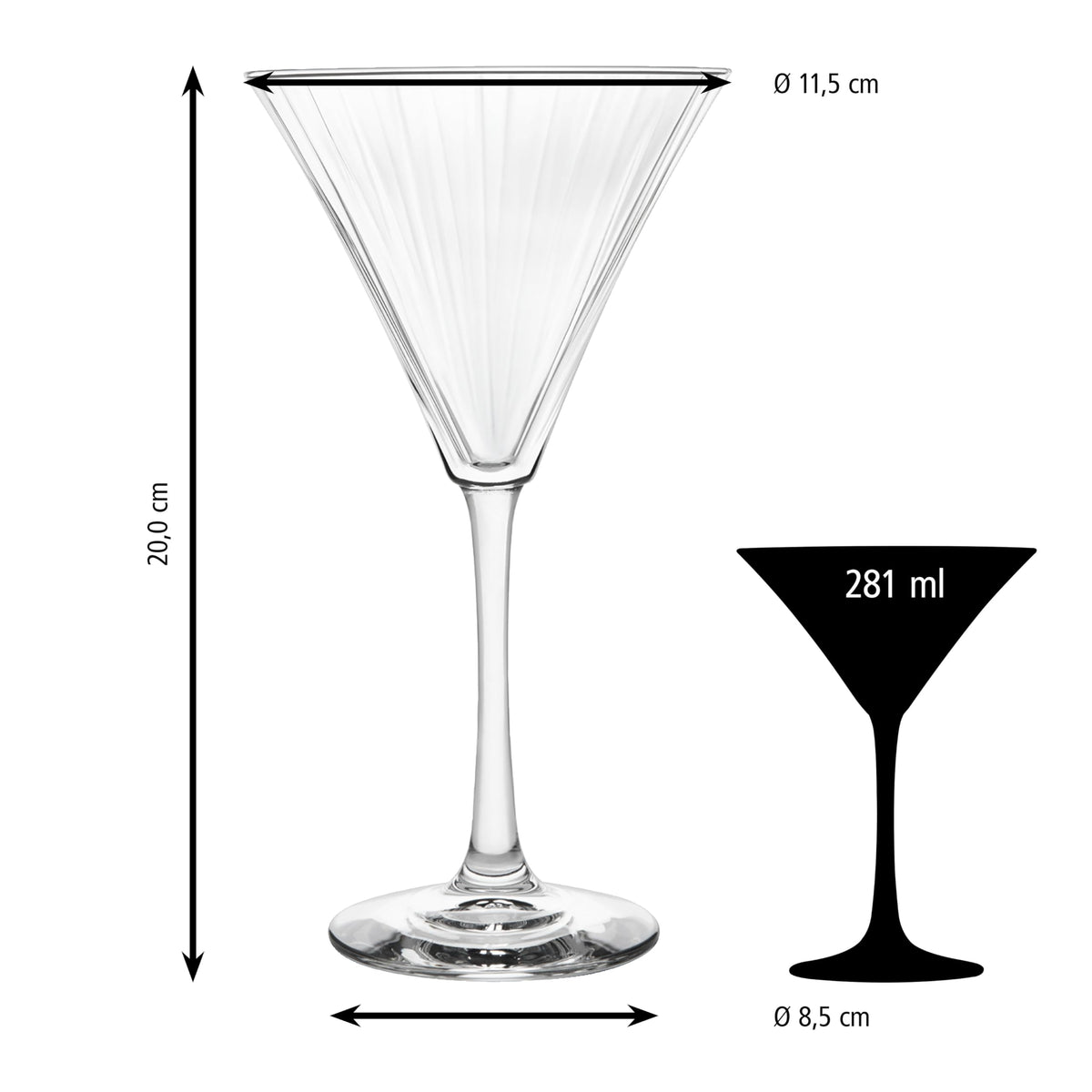 Linear Martini Glass by Libbey – 9.5 Ounces, 281.0 milliliters, Glass, Transparent, Model 70113