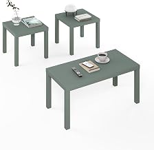 Furinno Classic Set of 3 Living Room Table, Printer Stand, Sage Green