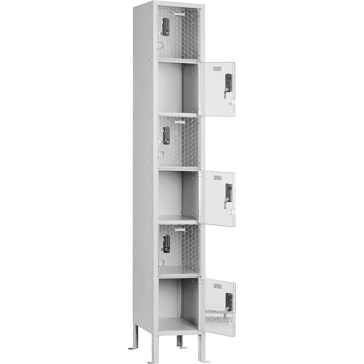 Global Industrial 6-Tier 6 Door Clear View Locker – Digital Lock, 12" W x 18" D x 78" H,Gray, Assembled