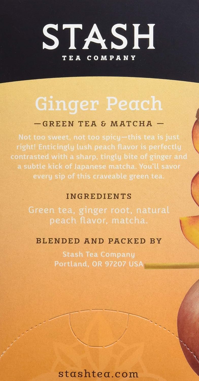 Tea Green Tea by Stash – 18 Count (Pack of 1), Ginger Peach, Model 814970