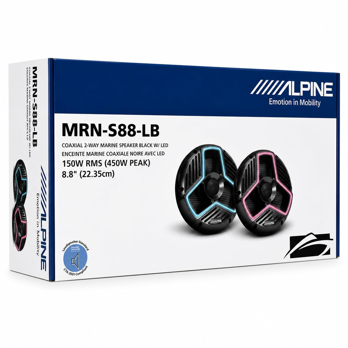 Marine 8.8" Coaxial Speaker Set - Black by Alpine – Model MRN-S88-LB