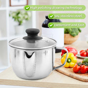 FaHuoJiuKa Stainless Steel Gravy Separator, 4 Cup Capacity with Strainer and Lid, Silver