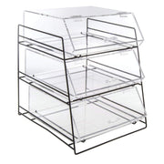 Black 3-Tier Wire Bakery Case by HUBERT – 14.0 liters, Carbon Steel, Black, Model 43616+20819