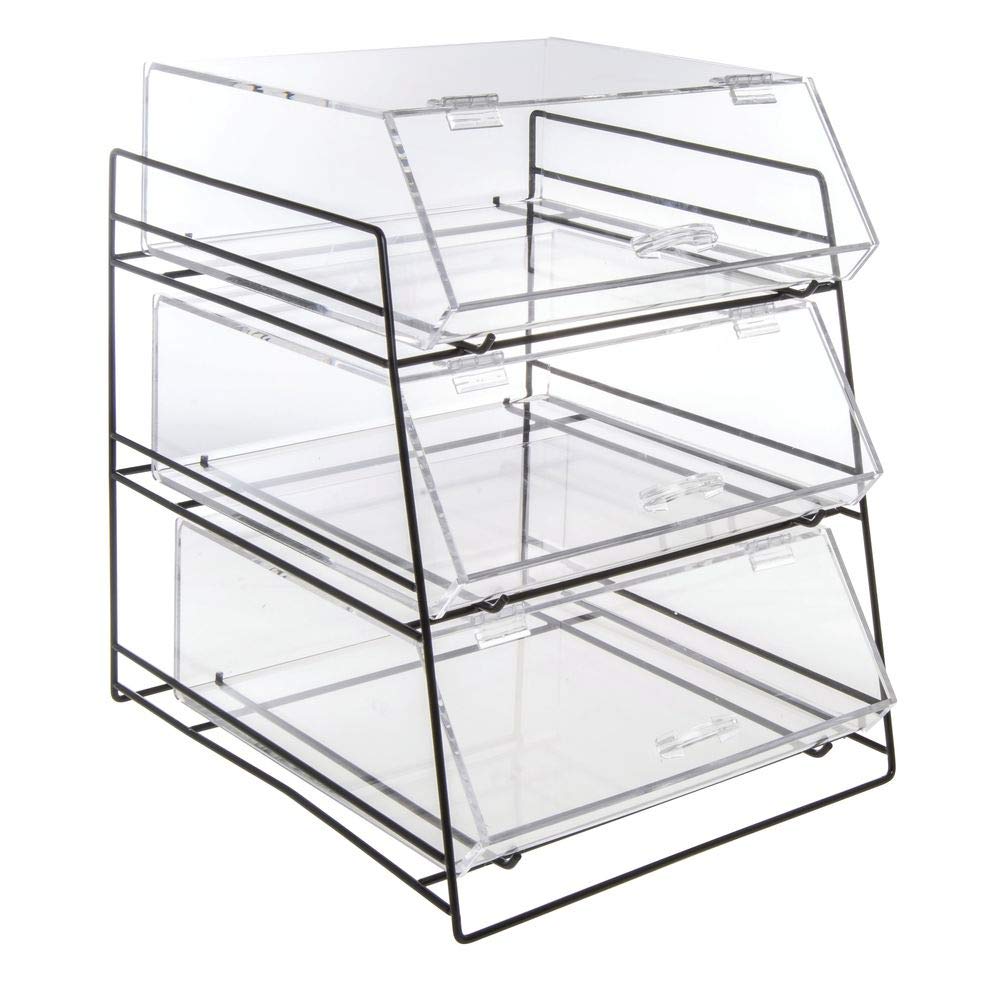 Black 3-Tier Wire Bakery Case by HUBERT – 14.0 liters, Carbon Steel, Black, Model 43616+20819