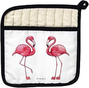 Betsy Drake PT084W Flamingos on White Pot Holder