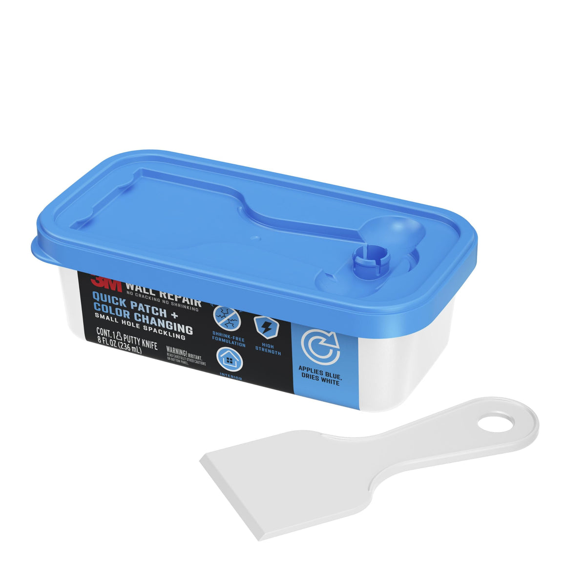 Wall Repair Quick Patch + Color Changing Small Hole Spackling by 3M – 8 oz, white, Model QPCC-8-K